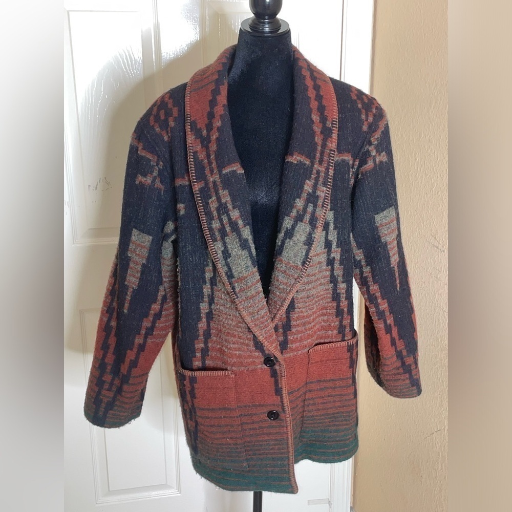 Vintage WOOLRICH Coat Womens Aztec Tribal Western USA Size 12​​​​​​​​​